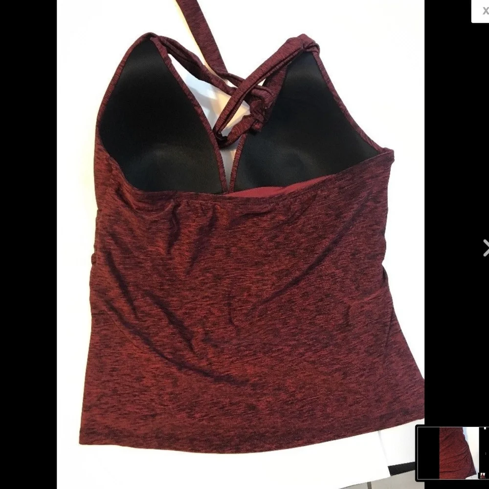 NWT La Blanca Midnight Rain Goddess Tankini Top in Crimson‎ Red [SZ 8 US]